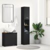 Bathroom Cabinet Black 30x30x183.5 cm Engineered Wood