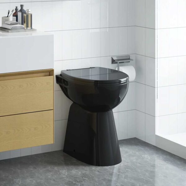 Rimless Toilet 7 cm Extra Height Soft Close Ceramic Black