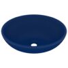 Luxury Basin Oval-shaped Matt Dark Blue 40x33 cm Ceramic