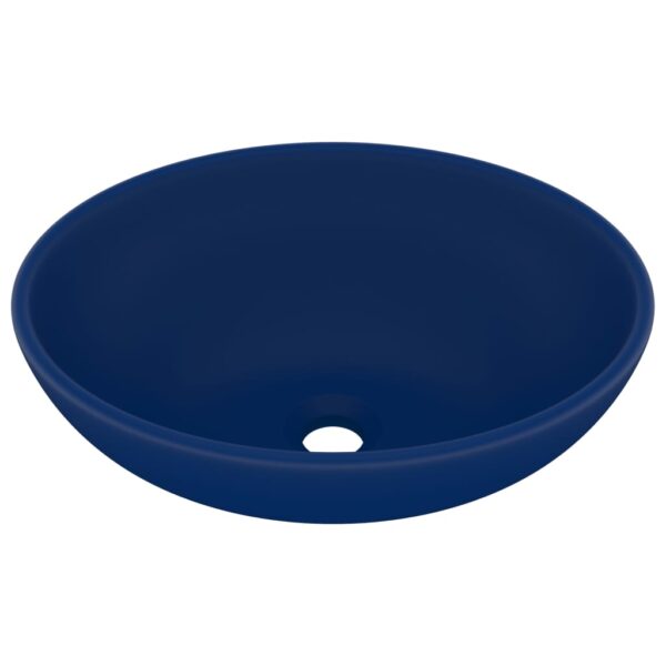 Luxury Basin Oval-shaped Matt Dark Blue 40x33 cm Ceramic