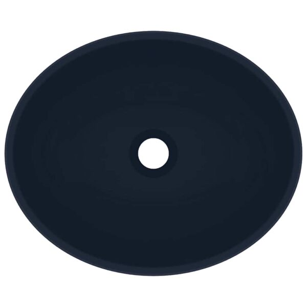 Luxury Basin Oval-shaped Matt Dark Blue 40x33 cm Ceramic