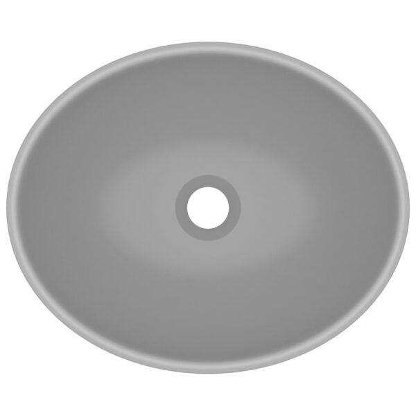 Luxury Basin Oval-shaped Matt Light Grey 40x33 cm Ceramic