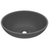 Luxury Basin Oval-shaped Matt Dark Grey 40x33 cm Ceramic