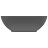 Luxury Basin Oval-shaped Matt Dark Grey 40x33 cm Ceramic