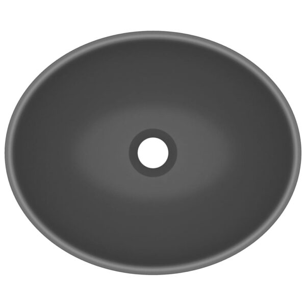 Luxury Basin Oval-shaped Matt Dark Grey 40x33 cm Ceramic