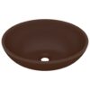 Luxury Basin Oval-shaped Matt Dark Brown 40x33 cm Ceramic