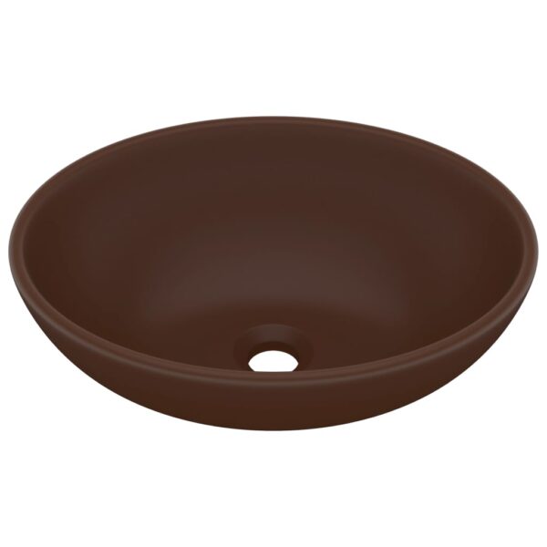 Luxury Basin Oval-shaped Matt Dark Brown 40x33 cm Ceramic