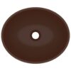 Luxury Basin Oval-shaped Matt Dark Brown 40x33 cm Ceramic