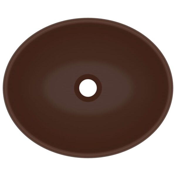 Luxury Basin Oval-shaped Matt Dark Brown 40x33 cm Ceramic