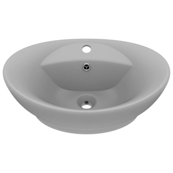 Luxury Basin Overflow Oval Matt Light Grey 58.5x39 cm Ceramic
