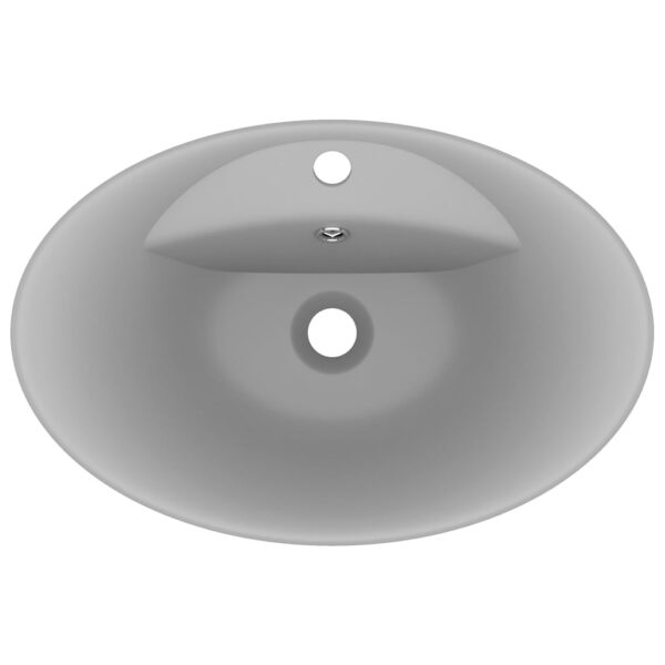 Luxury Basin Overflow Oval Matt Light Grey 58.5x39 cm Ceramic