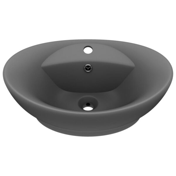 Luxury Basin Overflow Oval Matt Dark Grey 58.5x39 cm Ceramic
