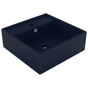 Luxury Basin Overflow Square Matt Dark Blue 41x41 cm Ceramic