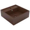 Luxury Basin Overflow Square Matt Dark Brown 41x41 cm Ceramic