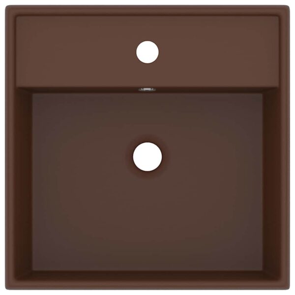 Luxury Basin Overflow Square Matt Dark Brown 41x41 cm Ceramic