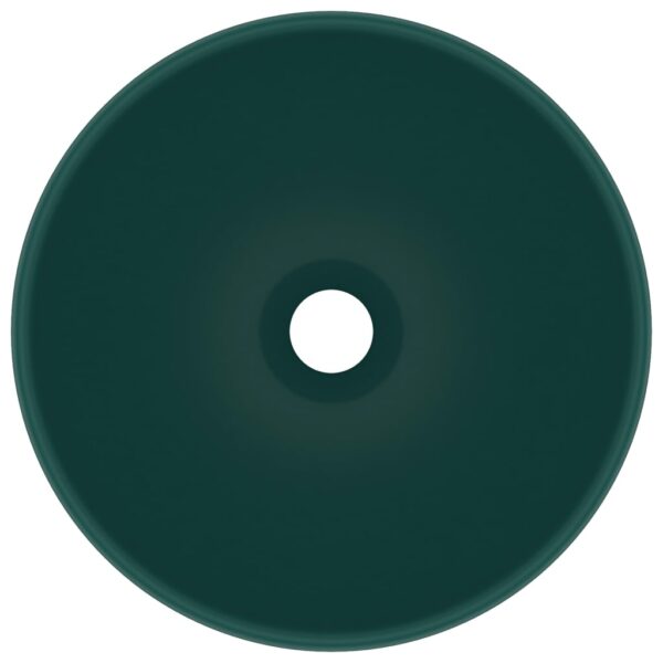 Luxury Bathroom Basin Round Matt Dark Green 32.5x14 cm Ceramic