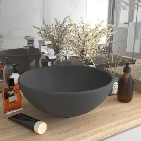 8720286036778_m_en_hd_1.jpg Luxury Bathroom Basin Round Matt Dark Grey 32.5x14 cm Ceramic