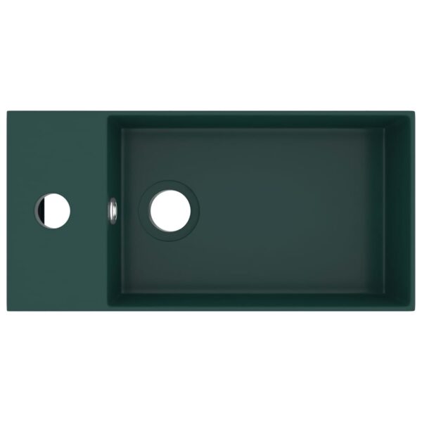 Bathroom Sink with Overflow Ceramic Dark Green