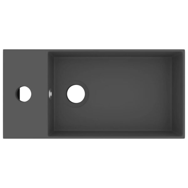 Bathroom Sink with Overflow Ceramic Dark Grey