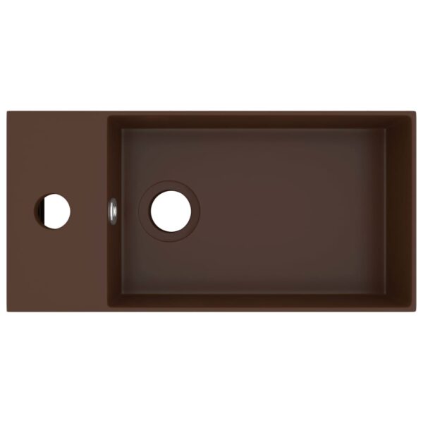 Bathroom Sink with Overflow Ceramic Dark Brown