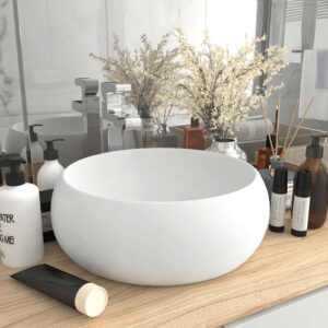 Luxury Wash Basin Round Matt White 40x15 cm Ceramic