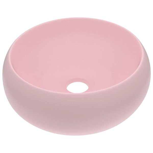Luxury Wash Basin Round Matt Pink 40x15 cm Ceramic