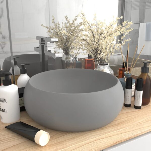 8720286037096_m_en_hd_1.jpg Luxury Wash Basin Round Matt Light Grey 40x15 cm Ceramic