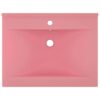 Luxury Basin with Faucet Hole Matt Pink 60x46 cm Ceramic