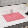 Luxury Basin with Faucet Hole Matt Pink 60x46 cm Ceramic