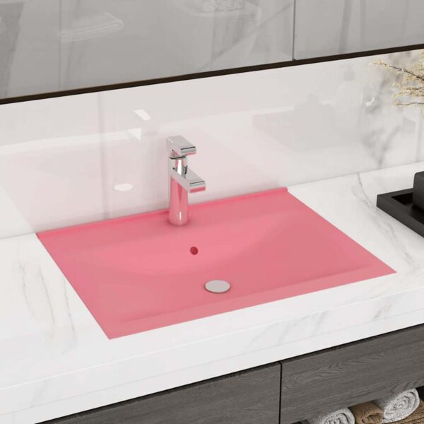 Luxury Basin with Faucet Hole Matt Pink 60x46 cm Ceramic