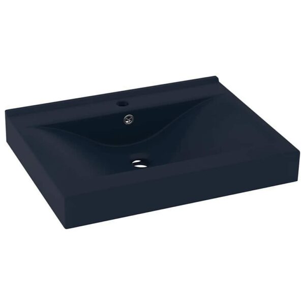 Luxury Basin with Faucet Hole Matt Dark Blue 60x46 cm Ceramic