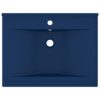 Luxury Basin with Faucet Hole Matt Dark Blue 60x46 cm Ceramic