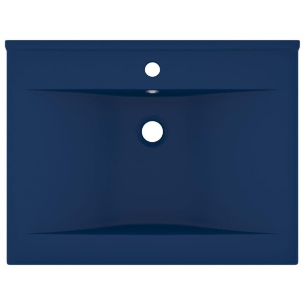 Luxury Basin with Faucet Hole Matt Dark Blue 60x46 cm Ceramic