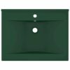 Luxury Basin with Faucet Hole Matt Dark Green 60x46 cm Ceramic