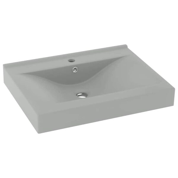 Luxury Basin with Faucet Hole Matt Light Grey 60x46 cm Ceramic