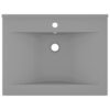 Luxury Basin with Faucet Hole Matt Light Grey 60x46 cm Ceramic