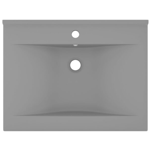 Luxury Basin with Faucet Hole Matt Light Grey 60x46 cm Ceramic