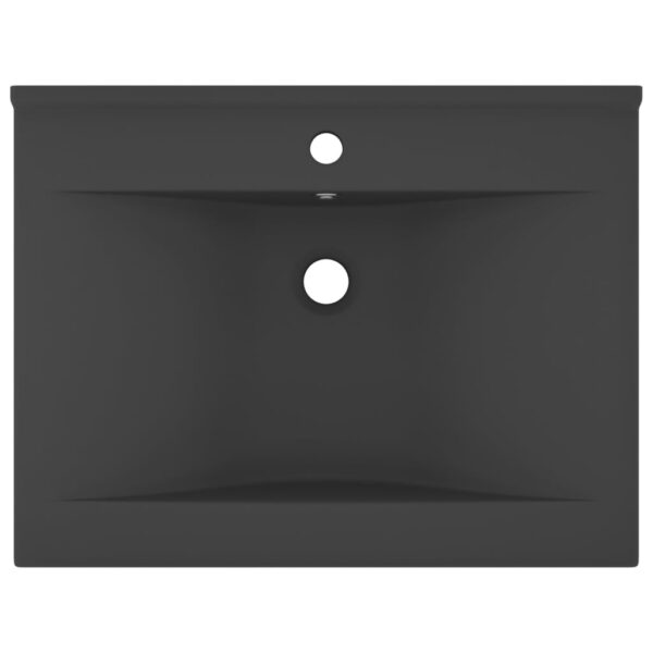 Luxury Basin with Faucet Hole Matt Dark Grey 60x46 cm Ceramic
