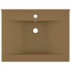 Luxury Basin with Faucet Hole Matt Cream 60x46 cm Ceramic