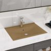 Luxury Basin with Faucet Hole Matt Cream 60x46 cm Ceramic