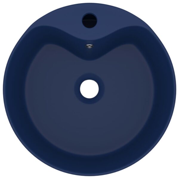 Luxury Wash Basin with Overflow Matt Dark Blue 36x13 cm Ceramic