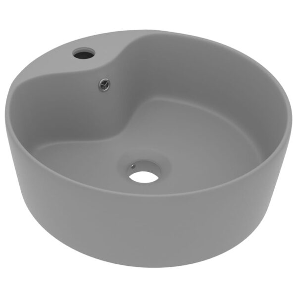 8720286037423_a_en_hd_1.jpg Luxury Wash Basin with Overflow Matt Light Grey 36x13 cm Ceramic
