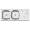 Kitchen Sink with Double Sinks Silver 1200x600x155 mm Stainless Steel