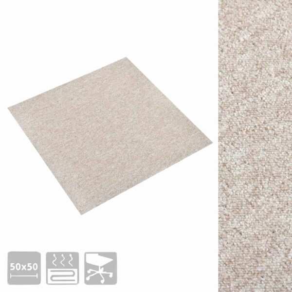 Carpet Floor Tiles 20 pcs 5 mÂ² 50x50 cm Light Beige