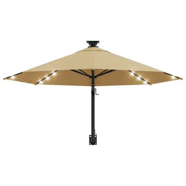 Wall-mounted Garden Parasol with LEDs 300 cm Taupe