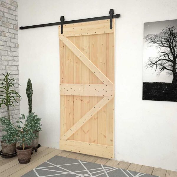 Sliding Door with Hardware Set 80x210 cm Solid Pine Wood