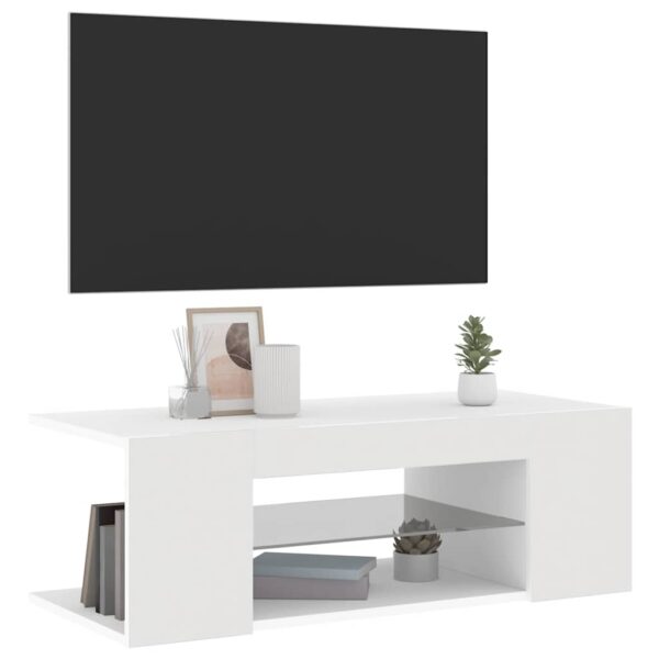 TV Cabinet with LED Lights White 90x39x30 cm