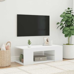TV Cabinet with LED Lights White 90x39x30 cm