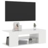 TV Cabinet with LED Lights High Gloss White 90x39x30 cm