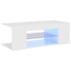 TV Cabinet with LED Lights High Gloss White 90x39x30 cm